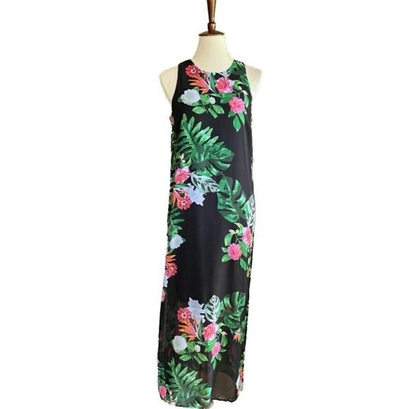 Women's Vince Camuto Havana Tropical Maxi Dress Size XS Black - Picture 12 of 16